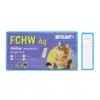 Szybki test BISAF FCHW Ag do wykrywania nicieni sercowych (heartworm) u kotów. Na zdjęciu fioletowe opakowanie z wizerunkiem kota oraz dołączona kaseta testowa z polami C, T i S.