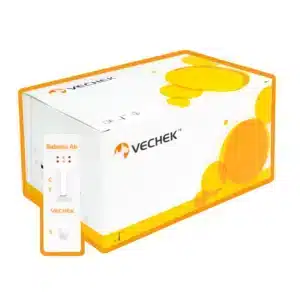 Test na babeszjozę Babesia Ab dla psa – kolorowe pudełko z kasetką testową w pomarańczowym obramowaniu